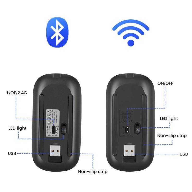 Wireless & Bluetooth Dual Mode Silent Mouse with Adjustable DPI & Rechargeable Battery