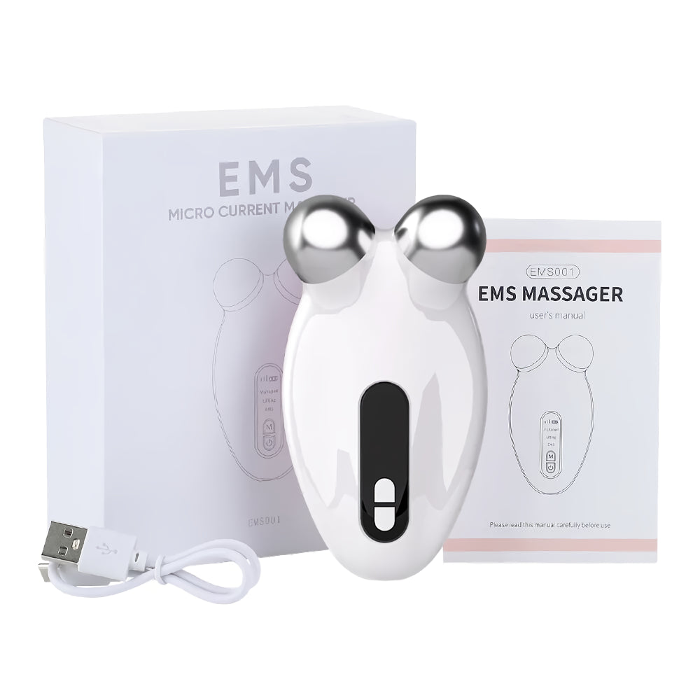 Facial Rejuvenator: Microcurrent EMS Roller & Vibrating Massager