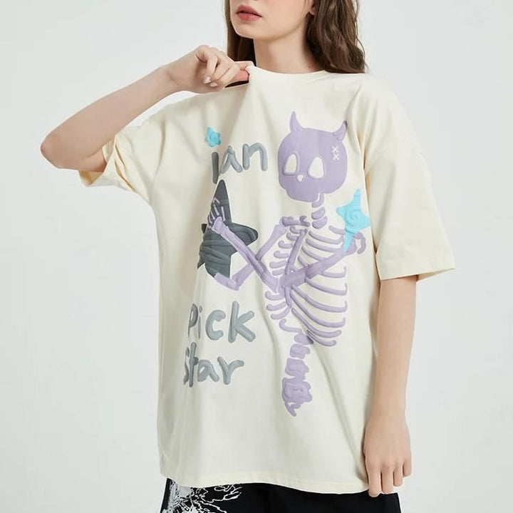 Skull Skeleton Star Graphic T-Shirt