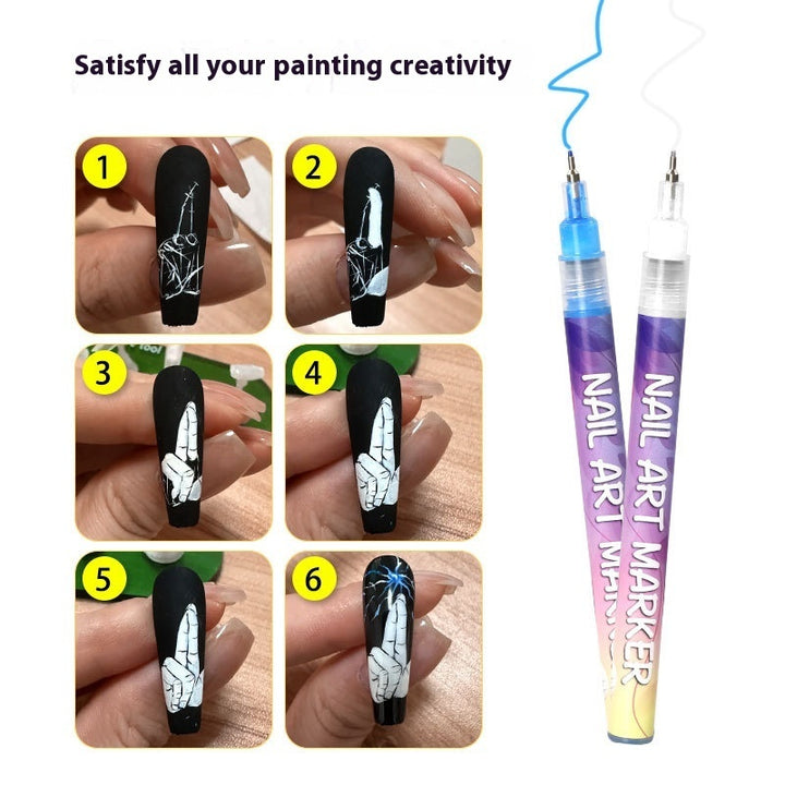 Nail Art Graffiti Pen 12 Colors Acrylic Paint Painted