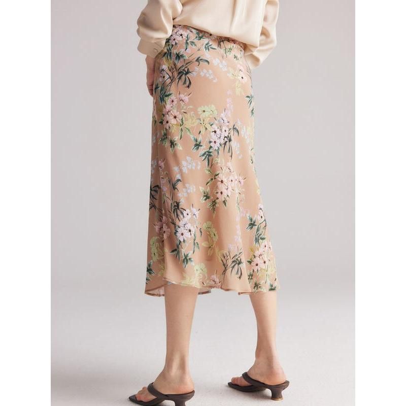 Chiffon Floral A-Line Skirt for Women