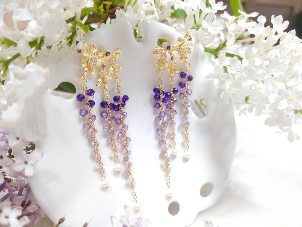 Wisteria Zirconia Earrings Crystal Jewelry