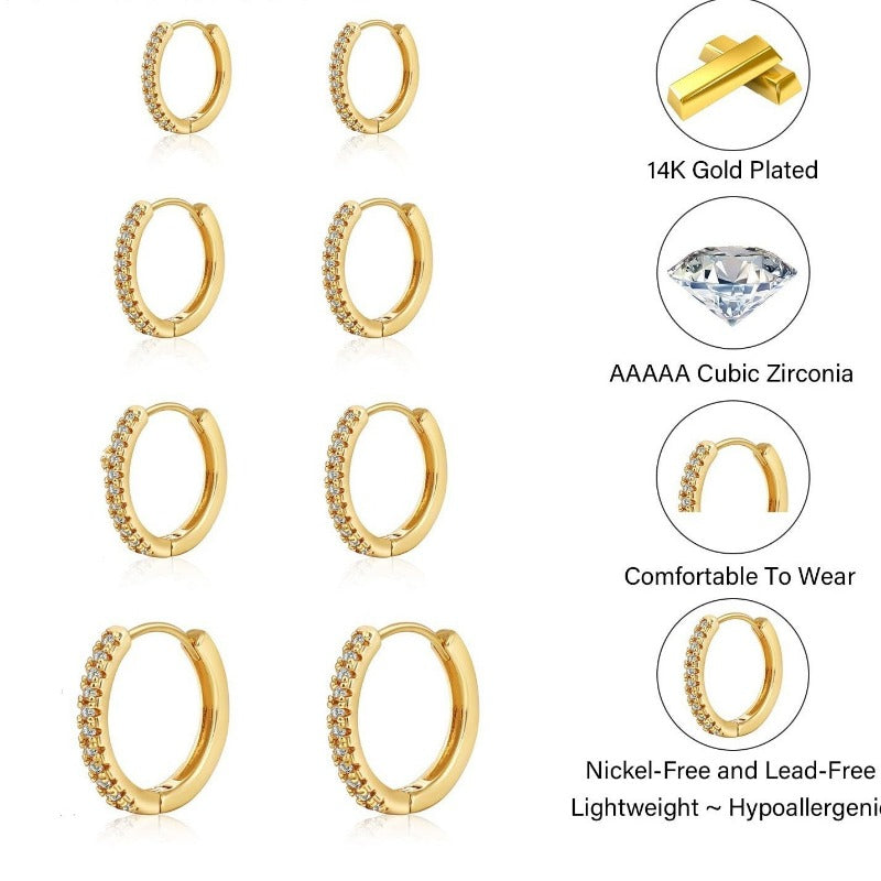 14k Gold Plated Hoop Earrings Set