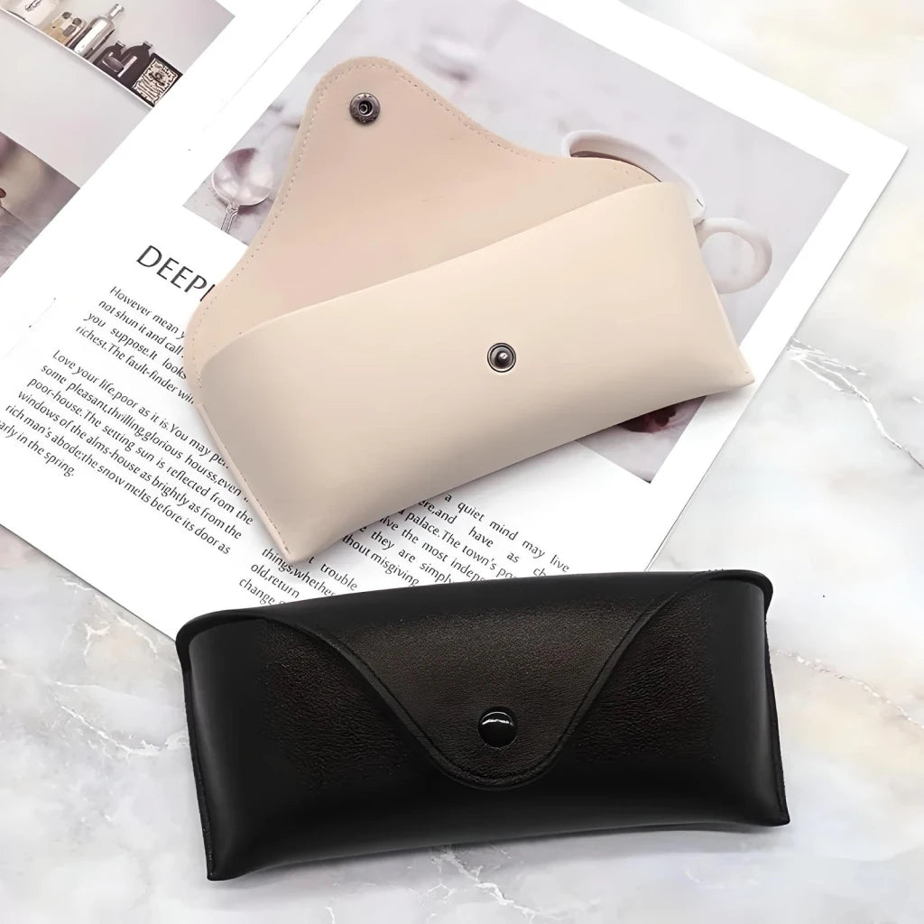 Solid Color Lightweight Leather Glasses Case