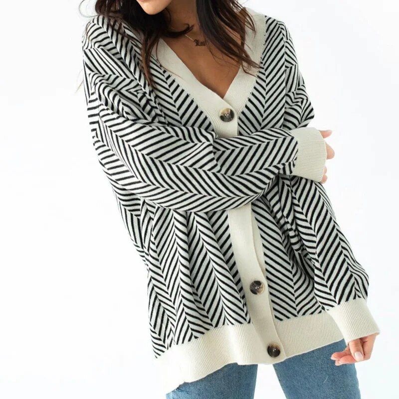 Women's Oversized Black Knit Cardigan