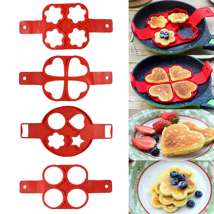 Red Silicone Non-Stick Pancake and Egg Mold Ring