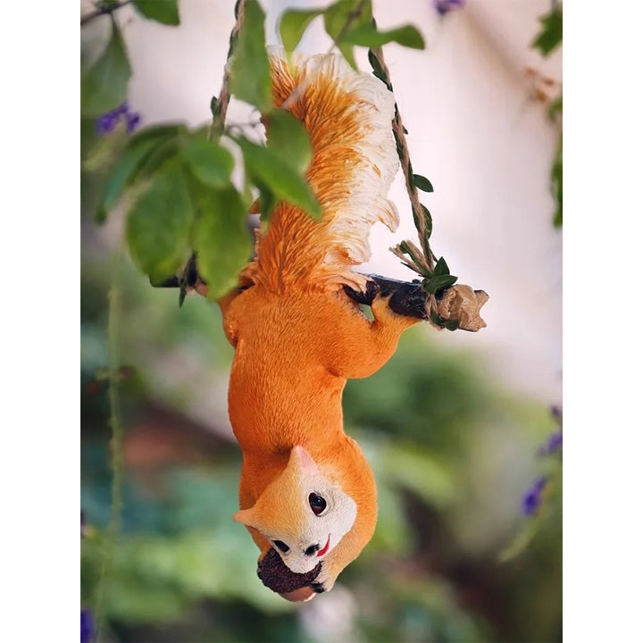 Charming Resin Squirrel and Monkey Swing Ornaments for Garden Decor