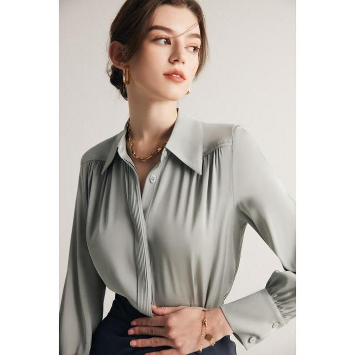 Elegant Long Sleeve Silk Blouse for Women