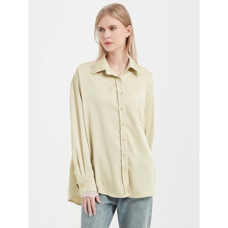 Elegant Satin Silk Long Sleeve Blouse