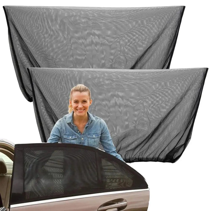 Universal Car Side Window Sunshade Curtains – Mesh Net Sunblocker with Privacy Protection