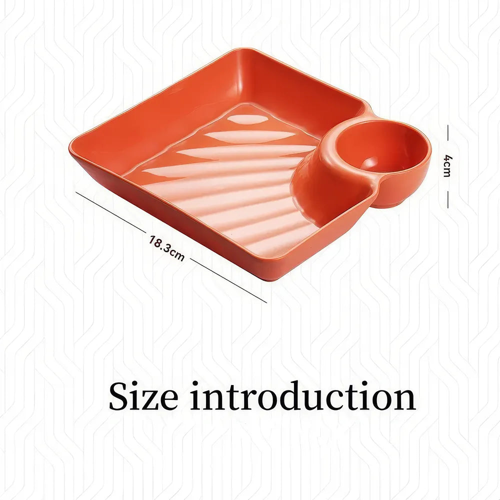 2-in-1 Square Snack Platter with Vinegar Compartment