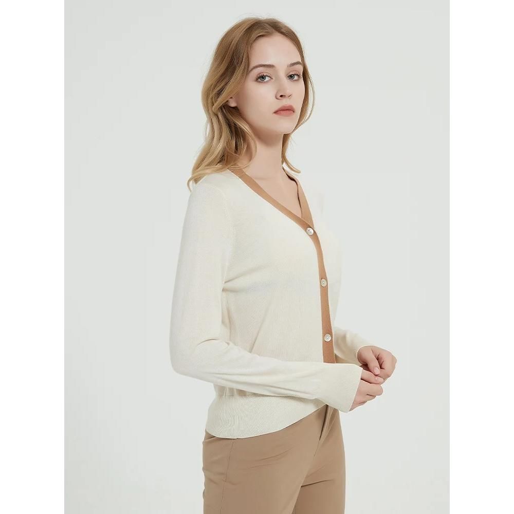 Silk & Wool Blend Women's V-Neck Cardigan