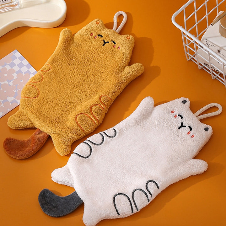 Cute Cat Microfiber Hanging Hand Towel - Quick Dry & Soft for Kids