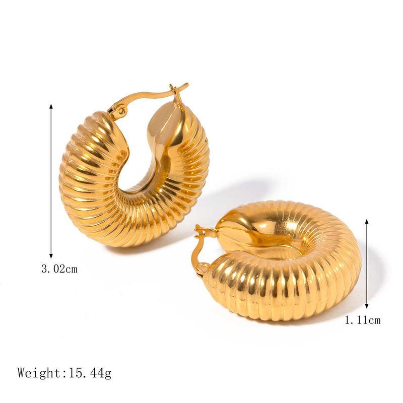 Minimalist 18K Gold Plated Large Snail Shell Hoop Earrings