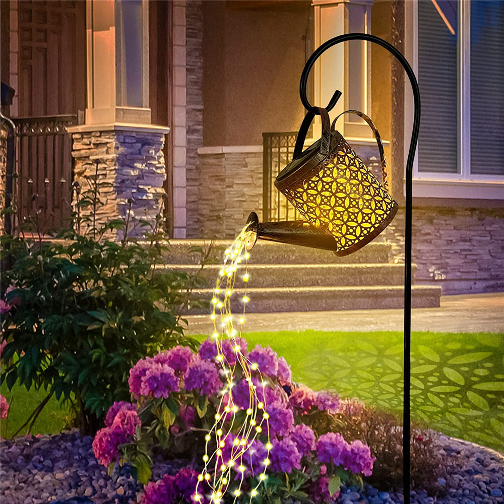 Solar LED Watering Can Light with Cascading Lights