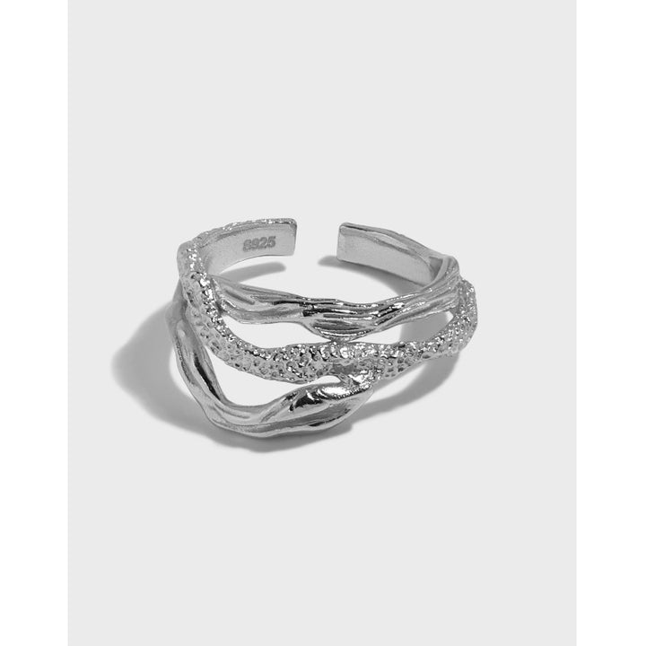 Women's Irregular Face Snake Pattern Texture Sterling Silver Ring