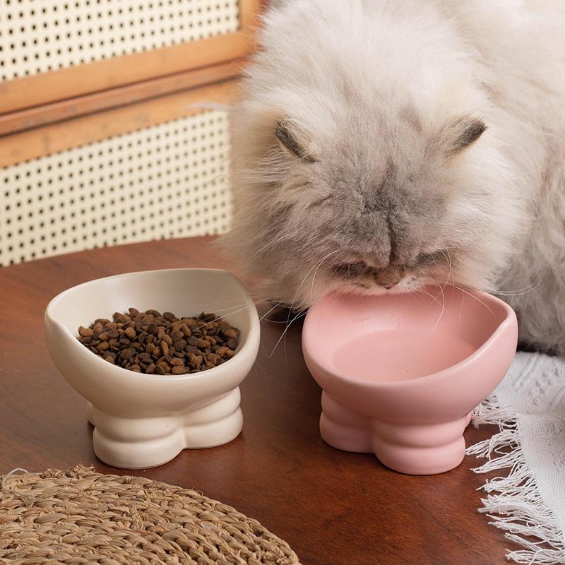 Cute Ceramic Cat Bowl with High Feet