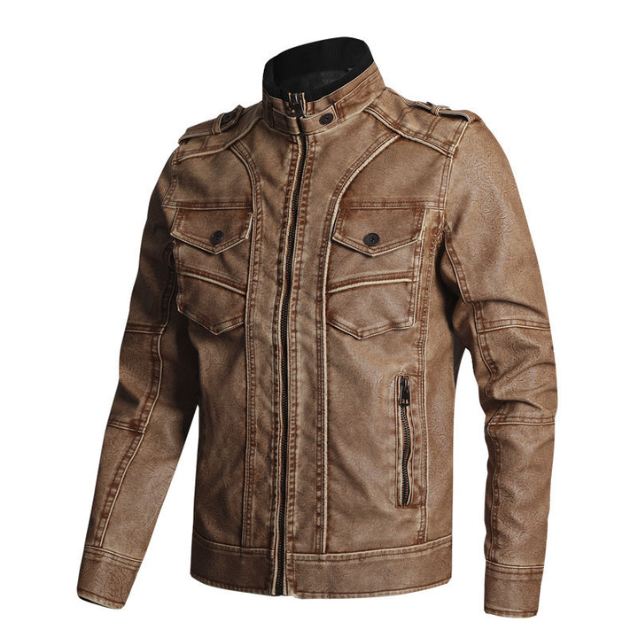 Thick PU Leather Coat Men's Fashion Casual