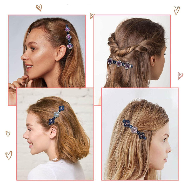 Trendy Floral Crystal Braided Hair Clips