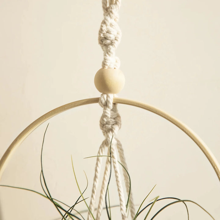 Macrame Knitted Wooden Boho Style Air Hanging Planter