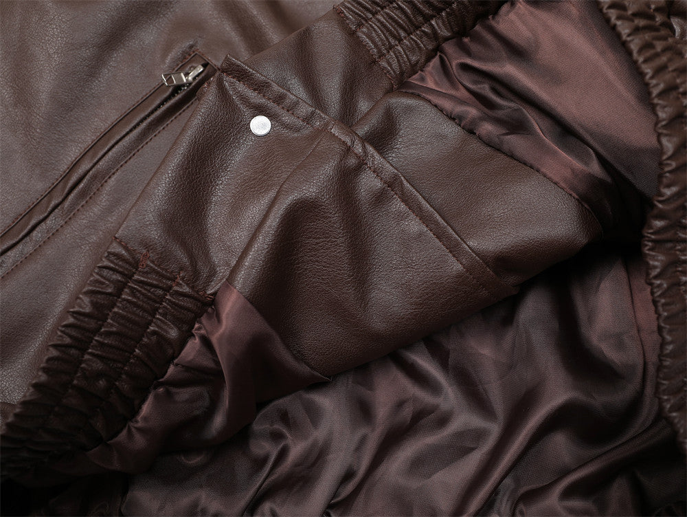 Men's Leather Coat Brand Zipper