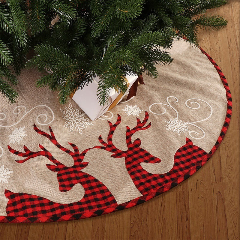 Plaid SHULU Christmas Tree Bottom Decoration Linen Tree Skirt