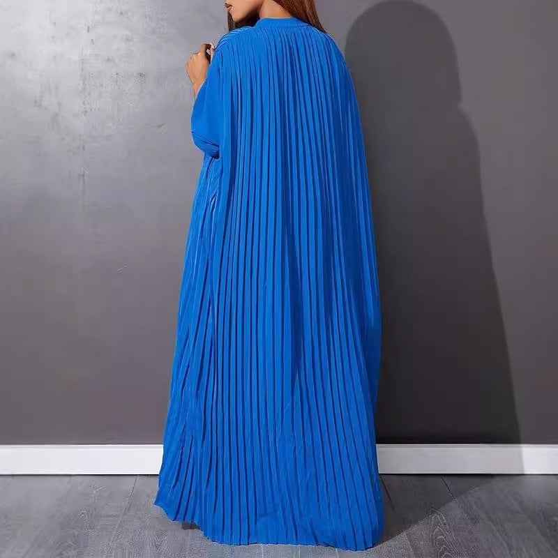 Loose Single-breasted Pleated Cardigan Plus Size Dress