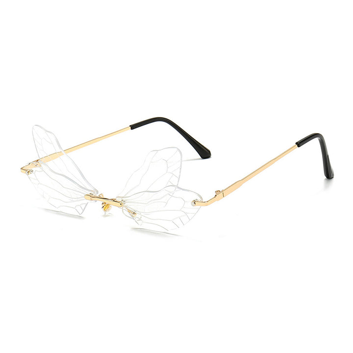 Rimless Dragonfly Wing Sunglasses with UV400 Protection