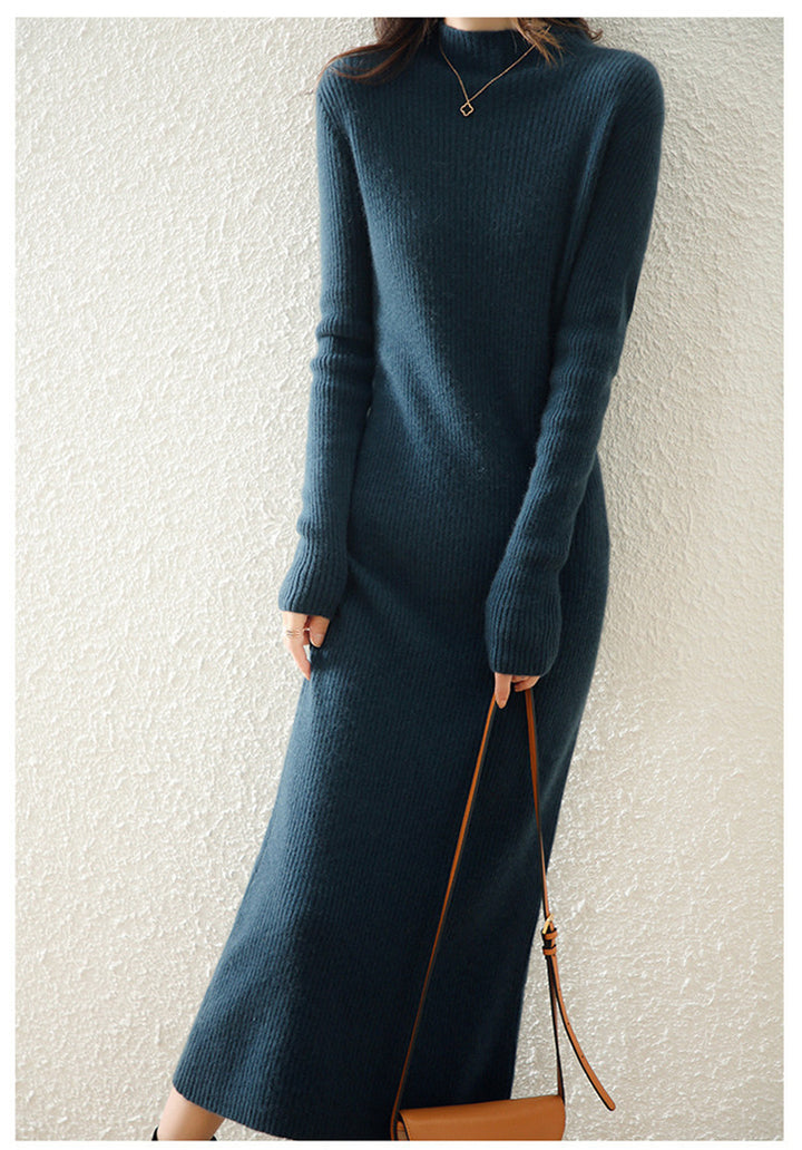 Cashmere Dress Slim-fit Sheath Long Knitted Wool Dress