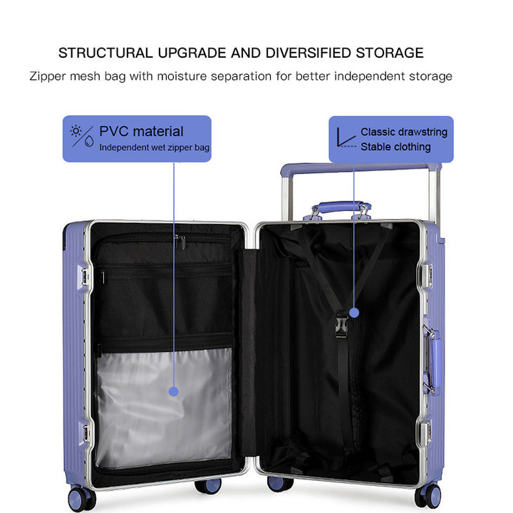 Wide Handle Carry-On Trolley Suitcase for Men and Women