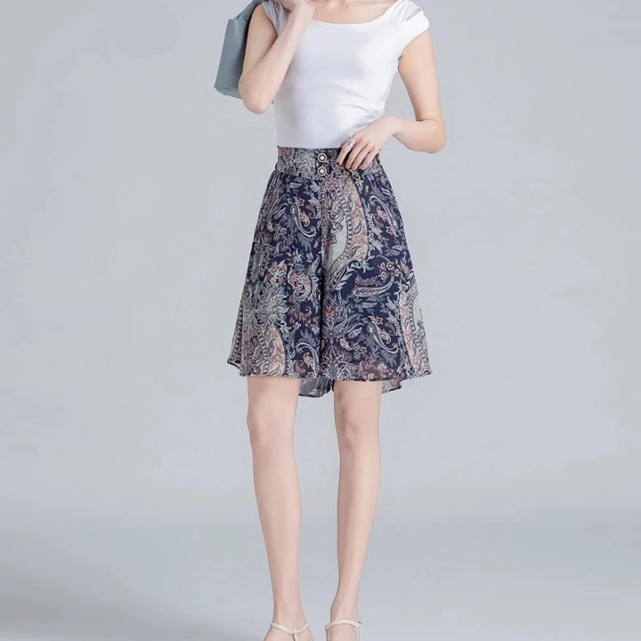 Women's Summer Chiffon Wide Leg Shorts Skirt