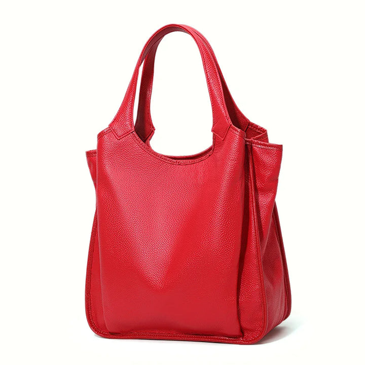 Genuine Leather Large-Capacity Tote Bag - Minimalist Cowhide Shoulder Handbag