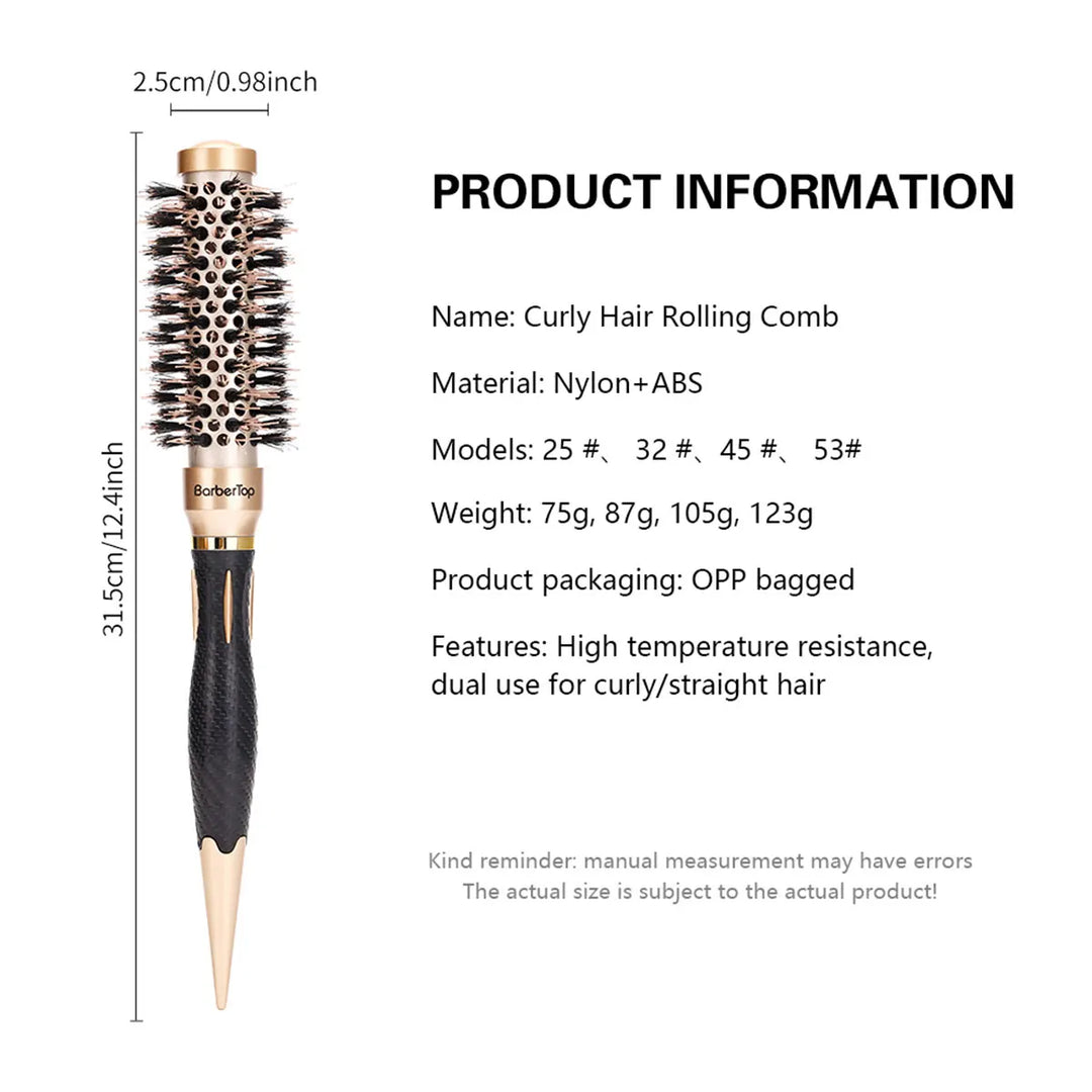 Boar Bristle Round Barrel Hair Curling Brush