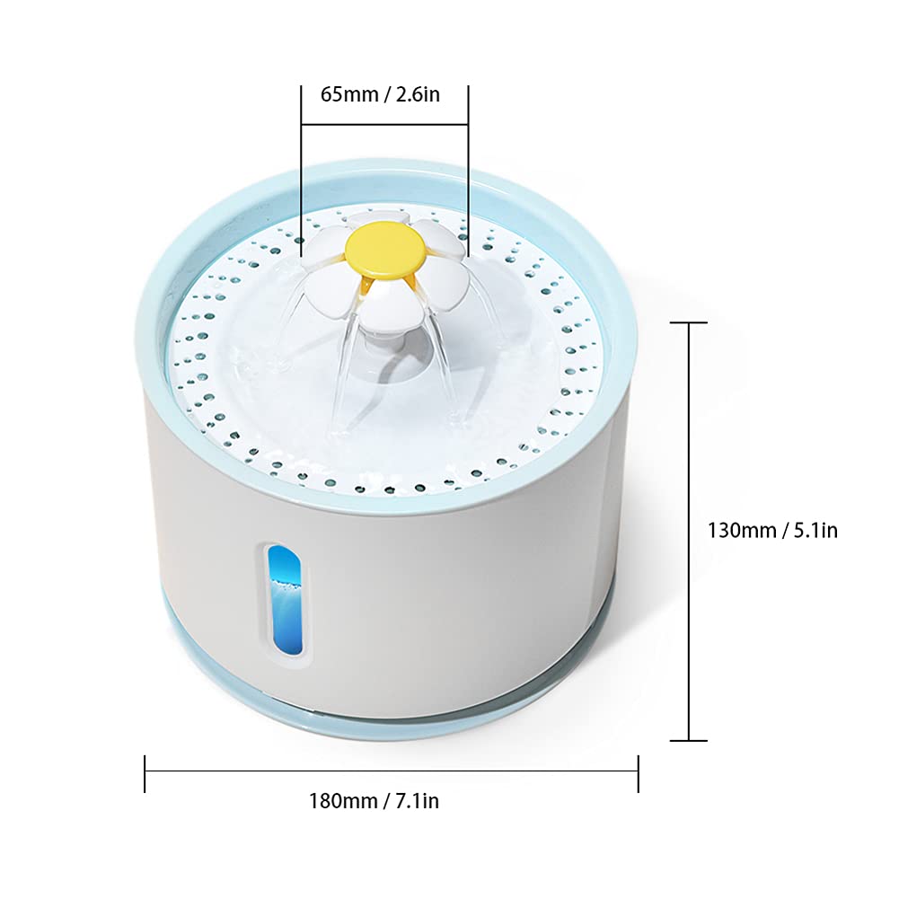 2.4L LED-Lit Automatic Cat Water Fountain with Stainless Steel & Activated Carbon Filter