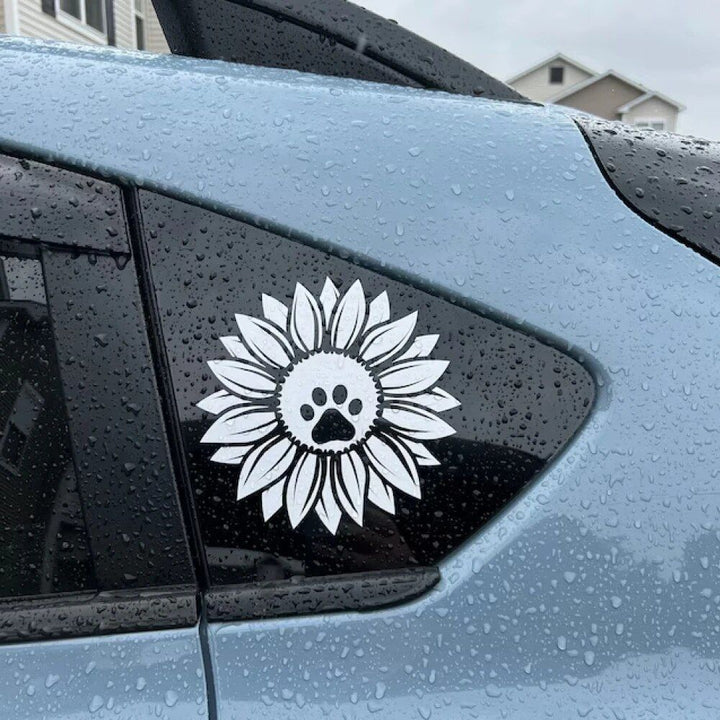 Sunflower & Dog Paw Vinyl Decal