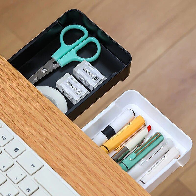 Compact Self-Adhesive Under Desk Storage Drawer