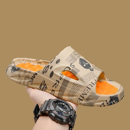 Step On Shit Slippers Men's Summer Massage Soft Sole Outside Wear Non-slip