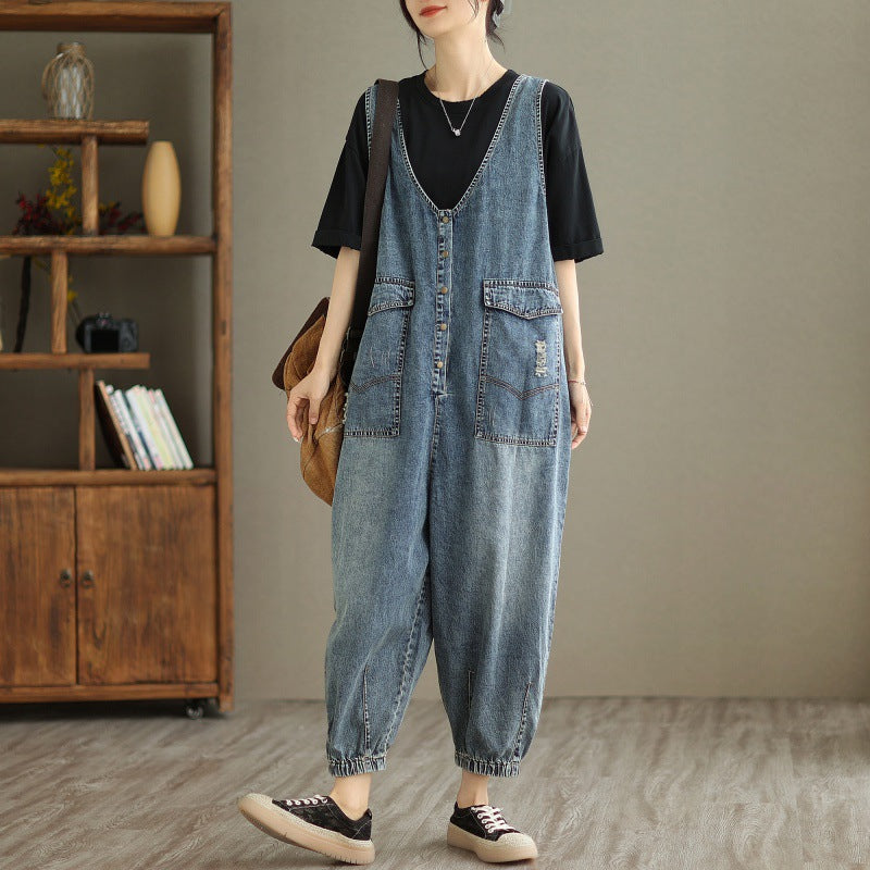 Denim Tank Top Jumpsuit Female