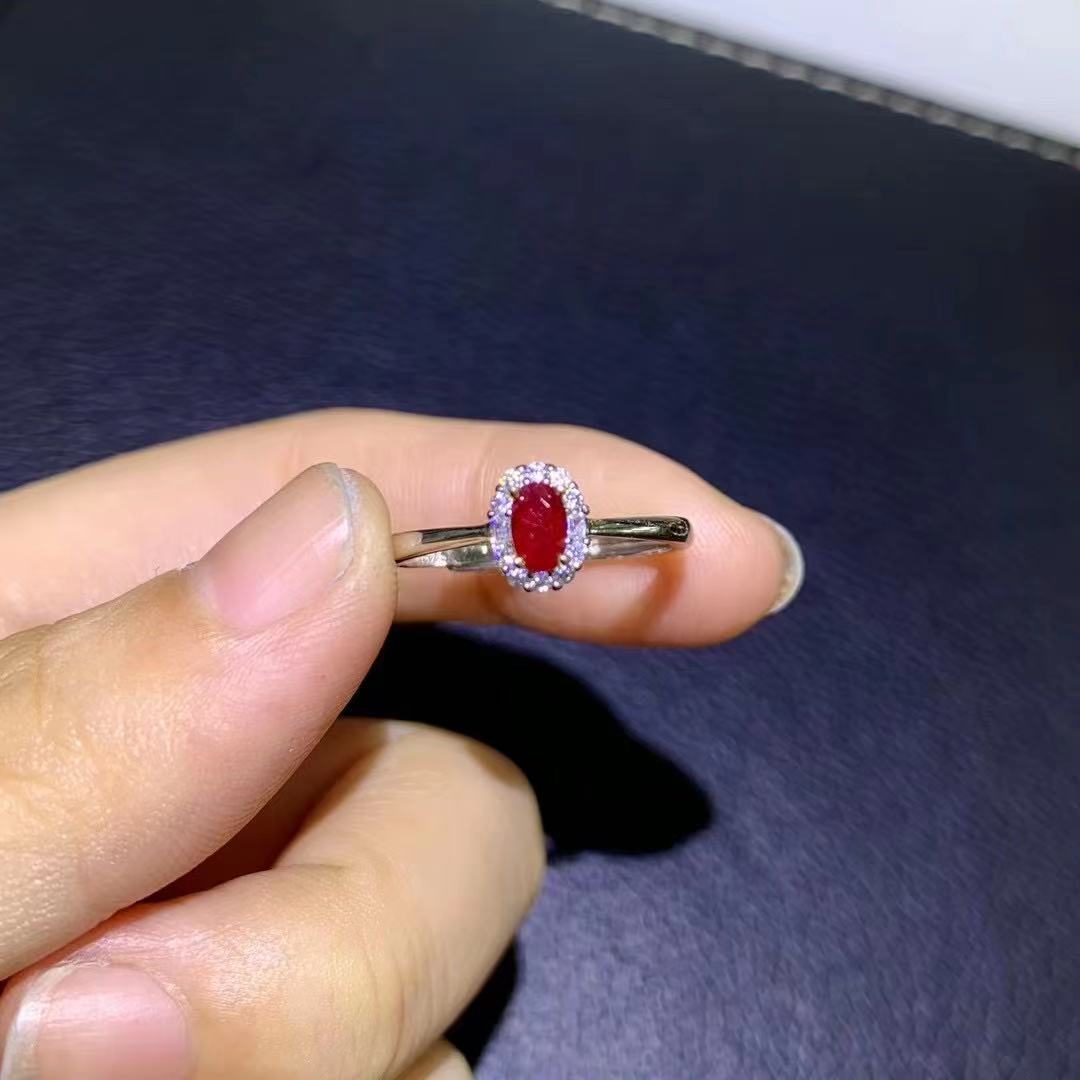 Natural Pigeon Blood Ruby Ring 925 Silver