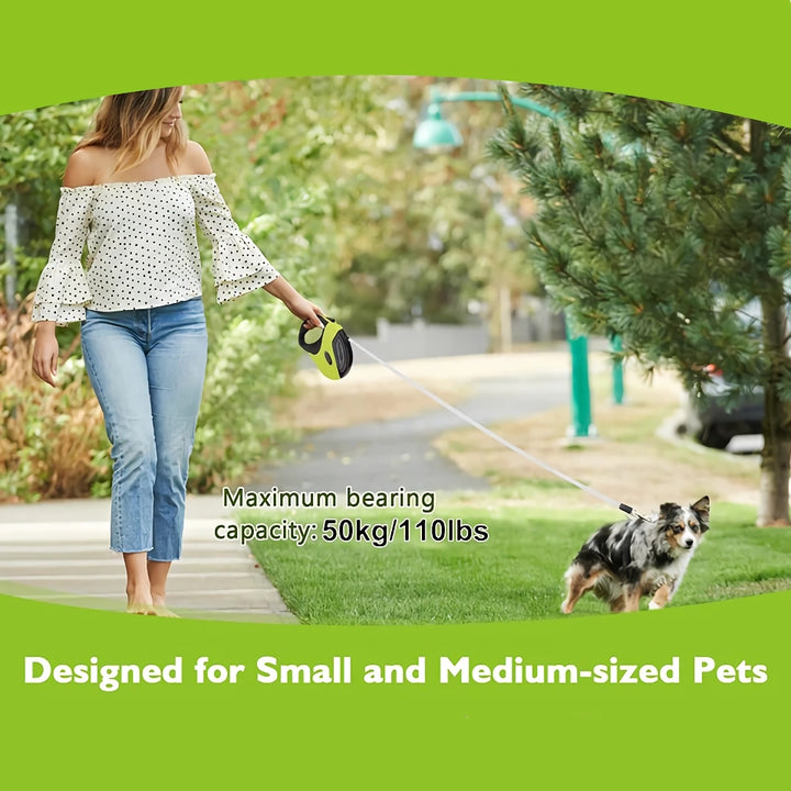 Strong Retractable Dog Leash with Ergonomic Handle and One-Handed Brake