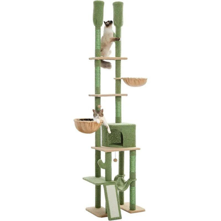 Cactus Floor-to-Ceiling Cat Tower 7-Tier Adjustable Activity Center