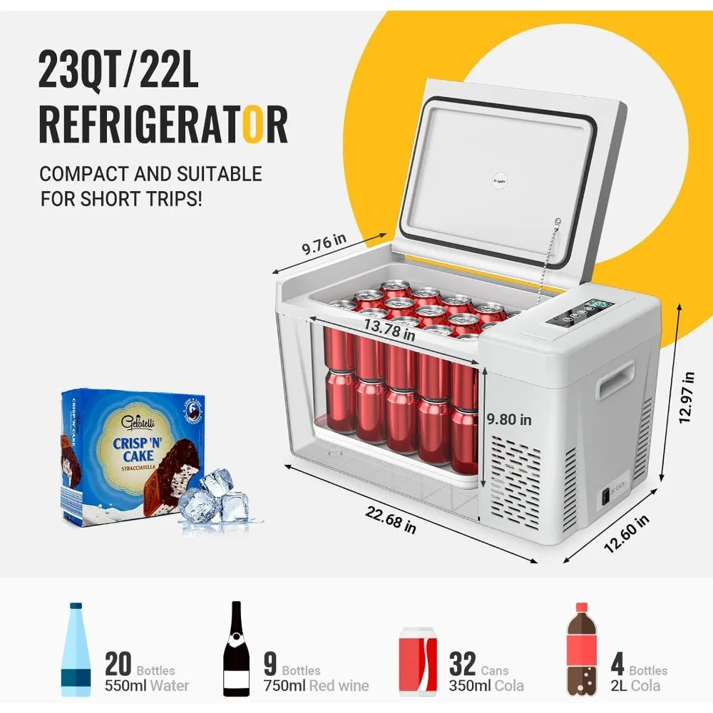 23 Quart Portable 12V Car Fridge Freezer