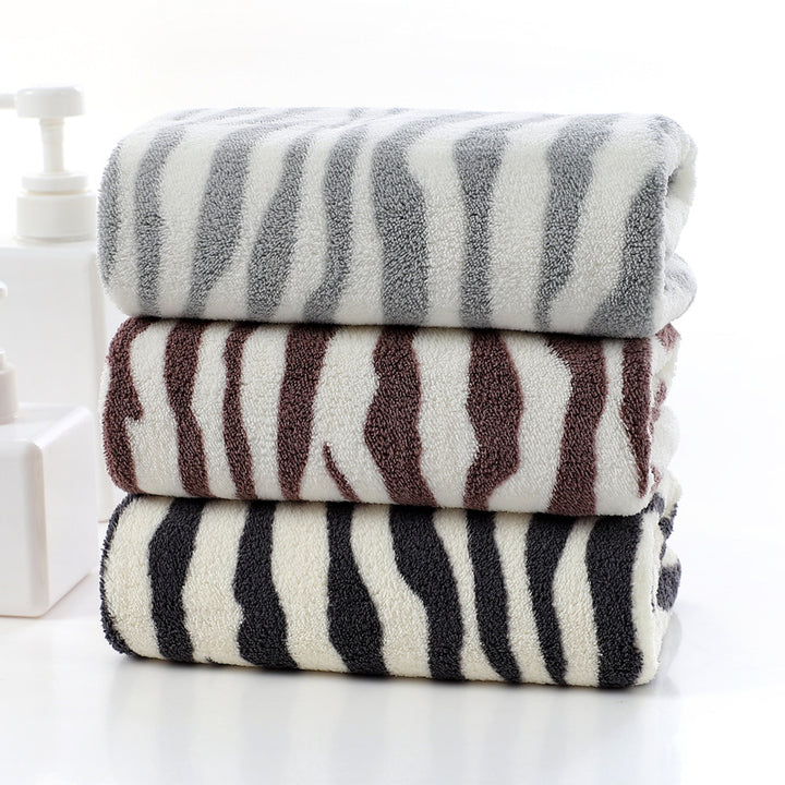 Quick-Dry Zebra Stripe Microfiber Bath and Face Towel