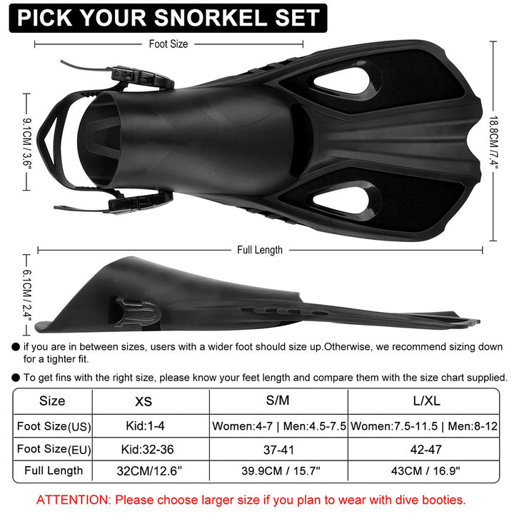 Adjustable Travel Snorkel Fins