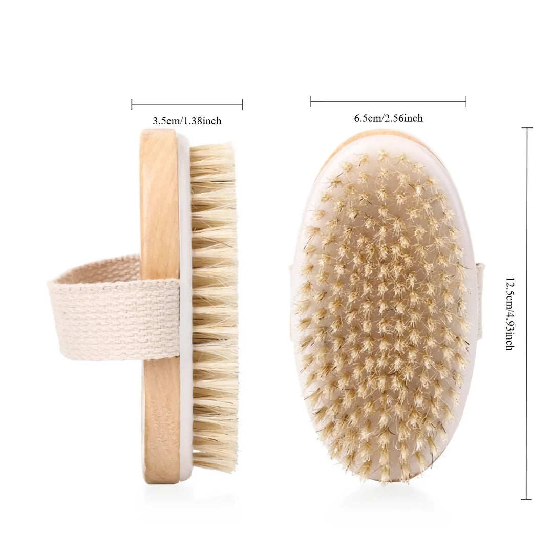 Natural Bristle Bath Brush - Wooden Exfoliating Shower Brush