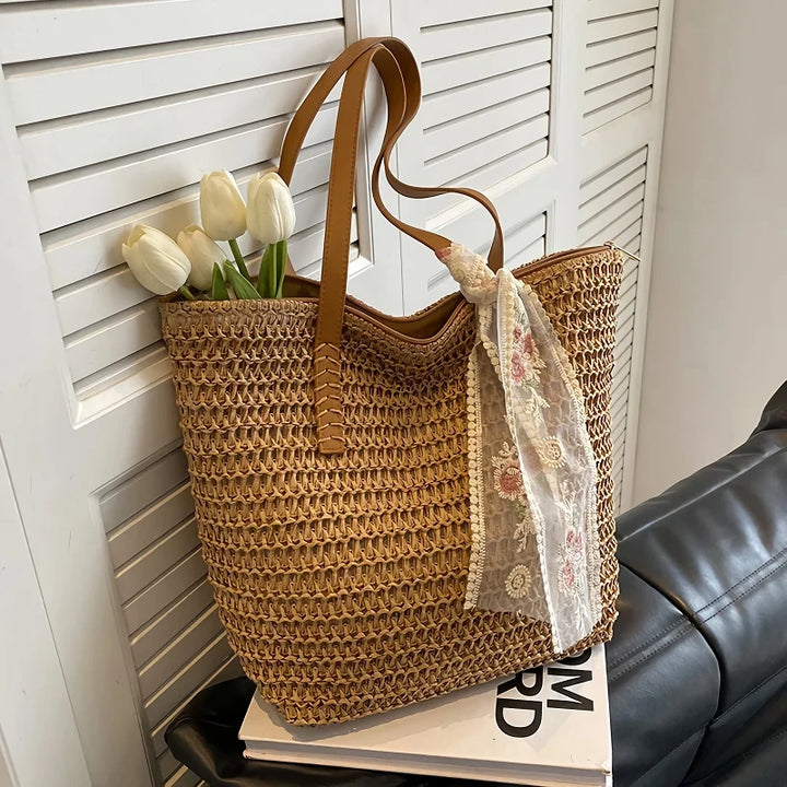 Handmade Large Woven Straw Tote Bag