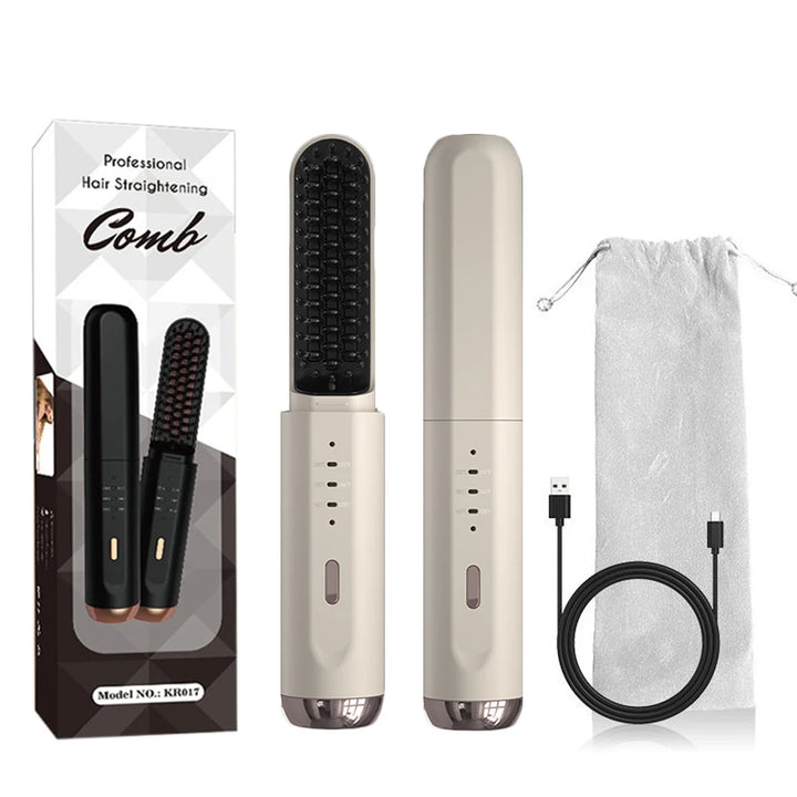 Cordless Beard & Hair Straightener Brush with Ionic Technology