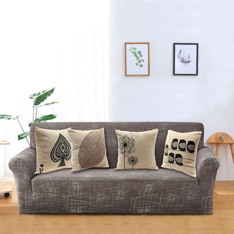 Retro Leaf Pillow Case Linen Cotton Cushion Cover Home Decorations - MRSLM