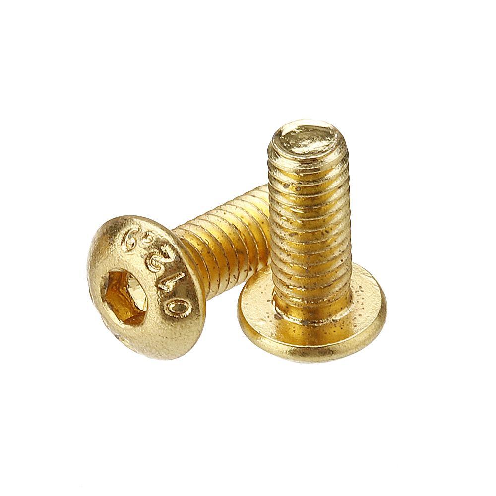 Suleve™ M2.5AH1 50Pcs Titanium Plated M2.5 Hex Socket Button Head Screws Alloy Steel 12.9 Grade Screw Bolt 5-14mm - MRSLM