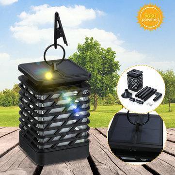 12 LED Solar Light Flickering Flame Lamp Waterproof Outdoor Garden Hanging Lantern - MRSLM